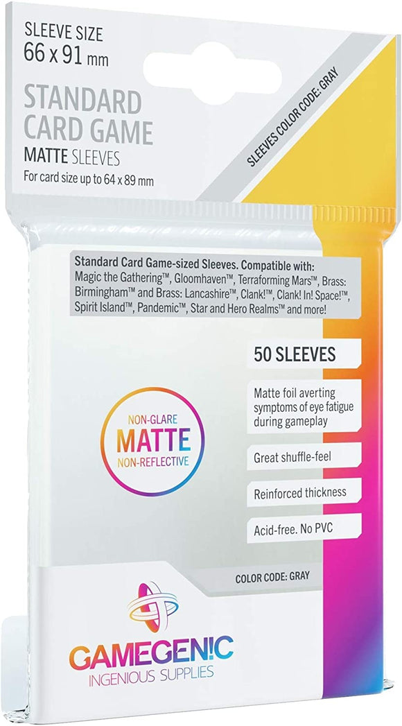 GameGenic Matte Sleeves Standard 50 pc Gray - EXPRESS TCG